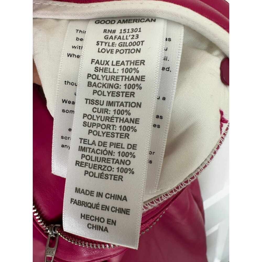 Good American Faux Leather Pants 4/27 Pink Love Potion Straight Leg High Rise - Picture 6 of 8
